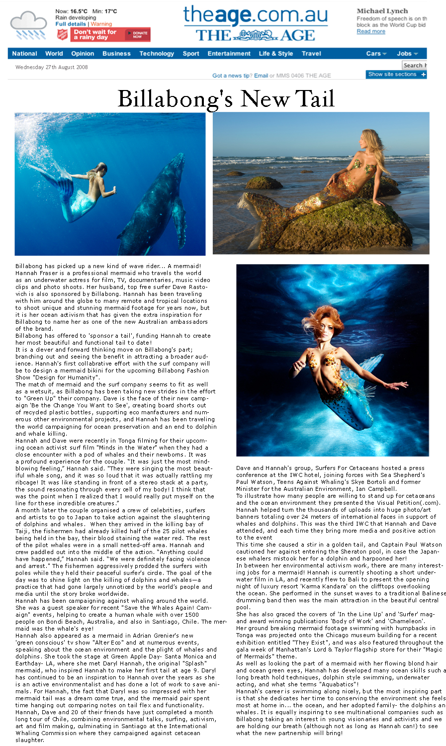 Media Releases - Hannah Mermaid